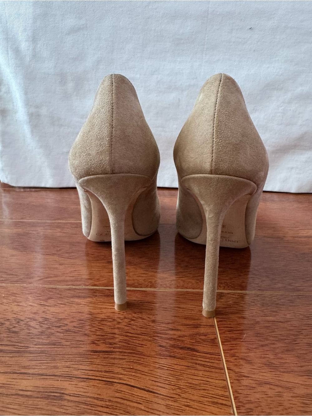 Jimmy Choo Taupe Suede Pointed-Toe Stiletto Pumps - Picture 2 of 7